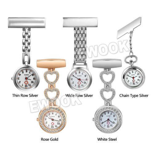 Ladies Heart Nurse Watch Metal Nursing Nurses Pendant Pocket Fob Brooch Quart A - Picture 2 of 15