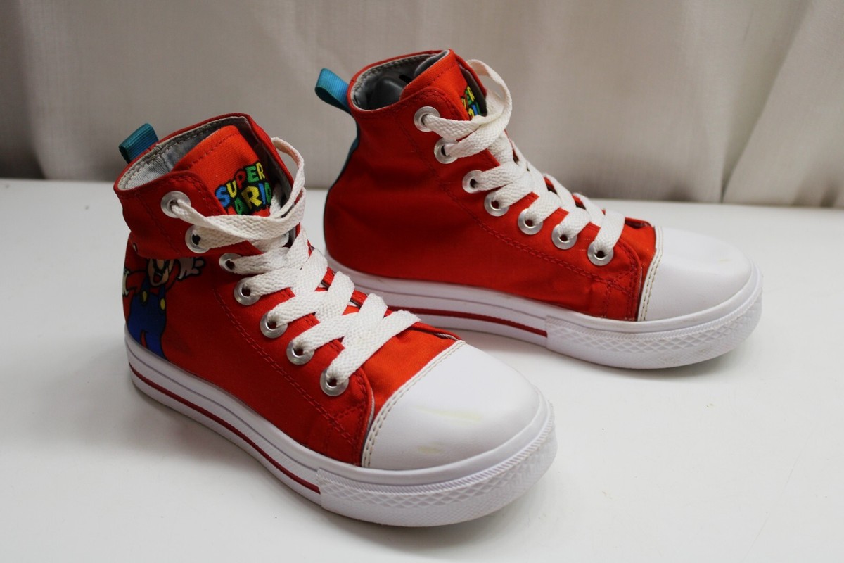 Custom Converse Super Mario High Tops on Red Size 13