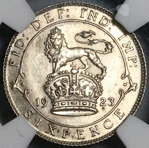 1923 NGC MS 64 6 Pence George V Great Britain Key Wedding Bride Coin (23021101C)