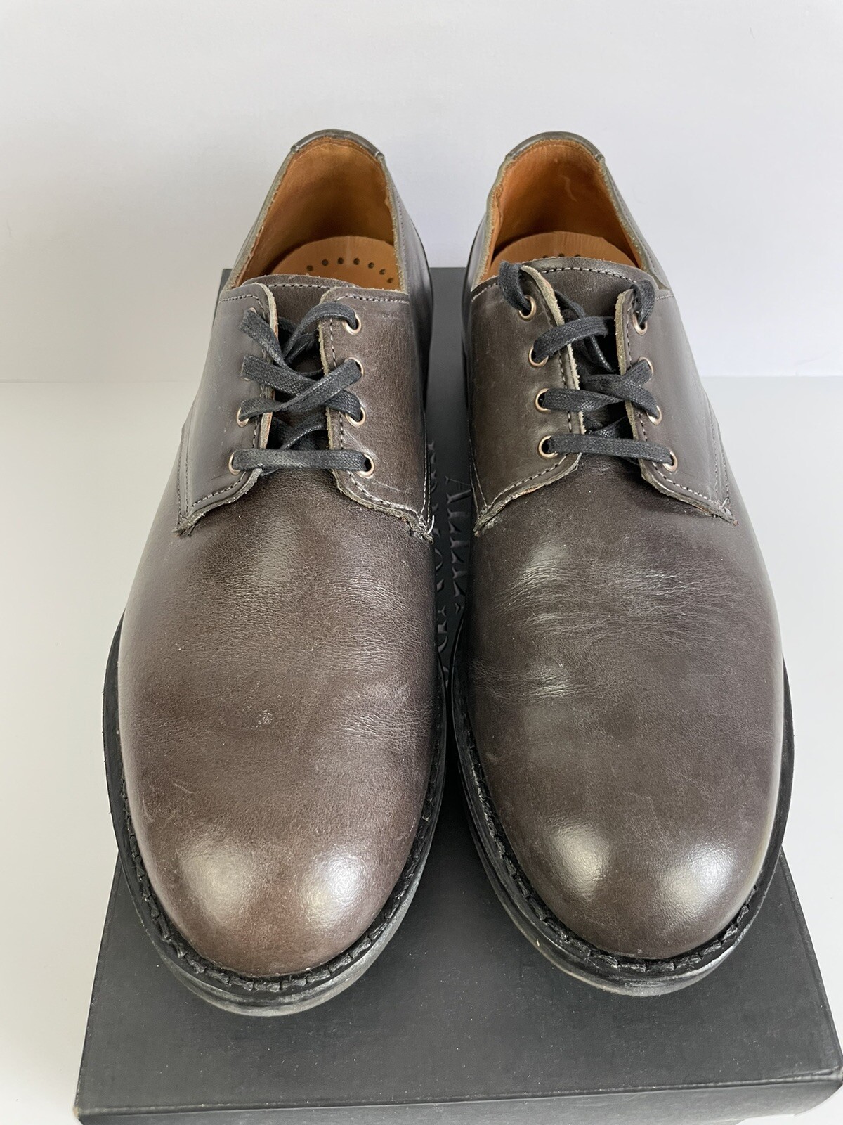 SAOLA Allen Edmonds Nomad Derby Charcoal in punta liscia da uomo taglia 9 5 D