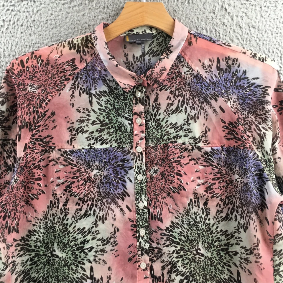 Camisa Jeans By Buffalo Feminina Média Multicolorida Gola com Botões Manga Longa - Imagem 2 de 4