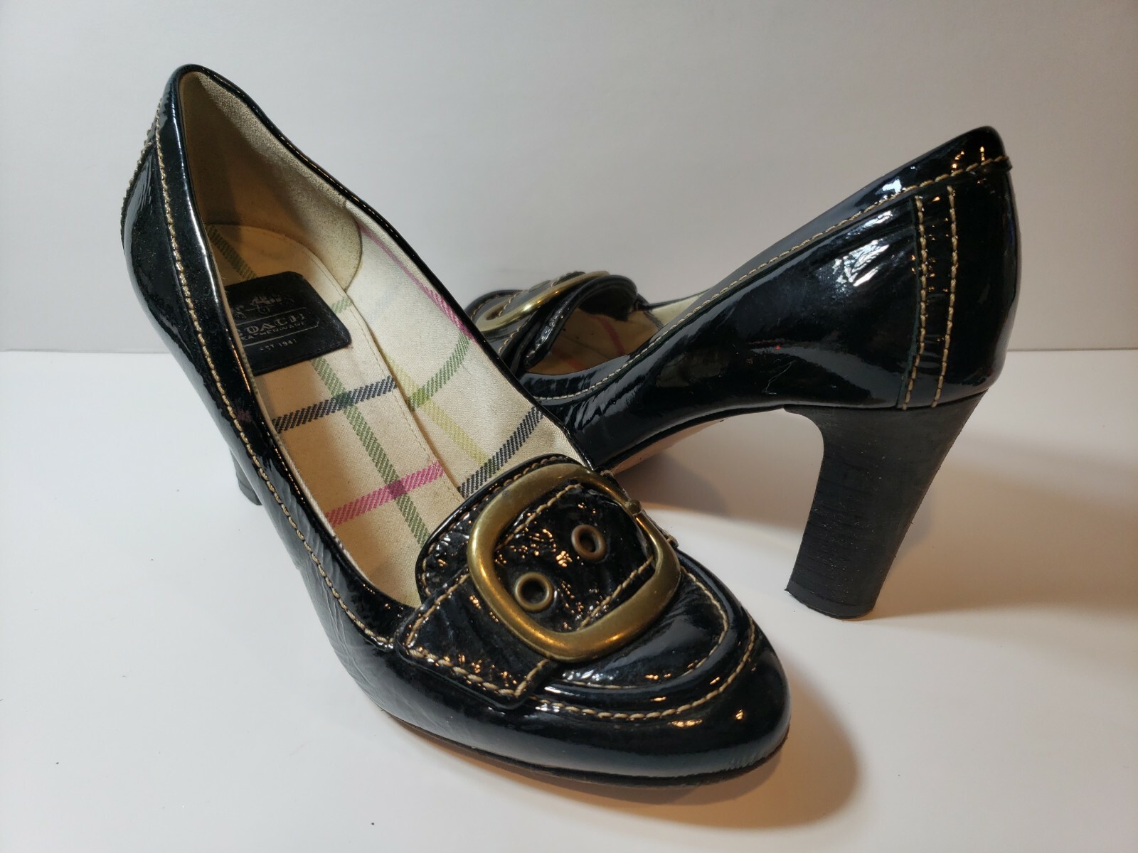 Coach Ladies Black Leather Dress Pumps Front Buckle … Gem