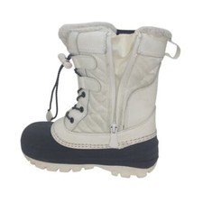 Target Thermolite Girls Pre-owned White  Gray w/Zipper Winter Boots - sz. 13