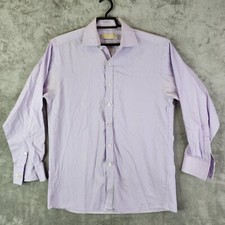 Mens Michael Kors Shirt Slim Fit Button-Up Purple Stripes Size 15.5 32/33 