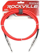 Rockville RCGT6.0R 6' 1/4'' TS to 1/4'' TS Instrument Guitar Cable in Red