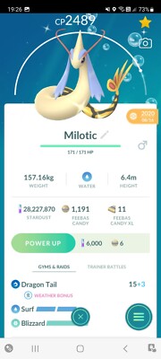  PVP BEASTS!   SHINY MILOTIC + 2ND MOVE + 2500CP!  - PKMN GO - NON REGISTERED