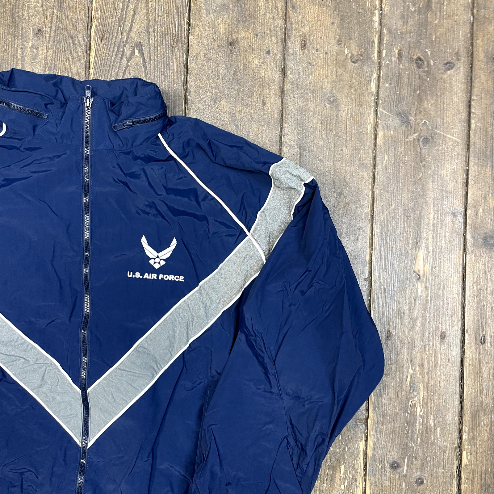SkilCraft Bomber Jacket Mens Vintage US Air Force Windbreaker Coat, Blue, XL image 2