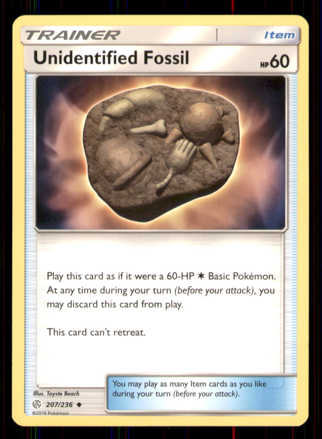 Unidentified Fossil SM - Cosmic Eclipse #207/236 Uncommon Pokemon LP