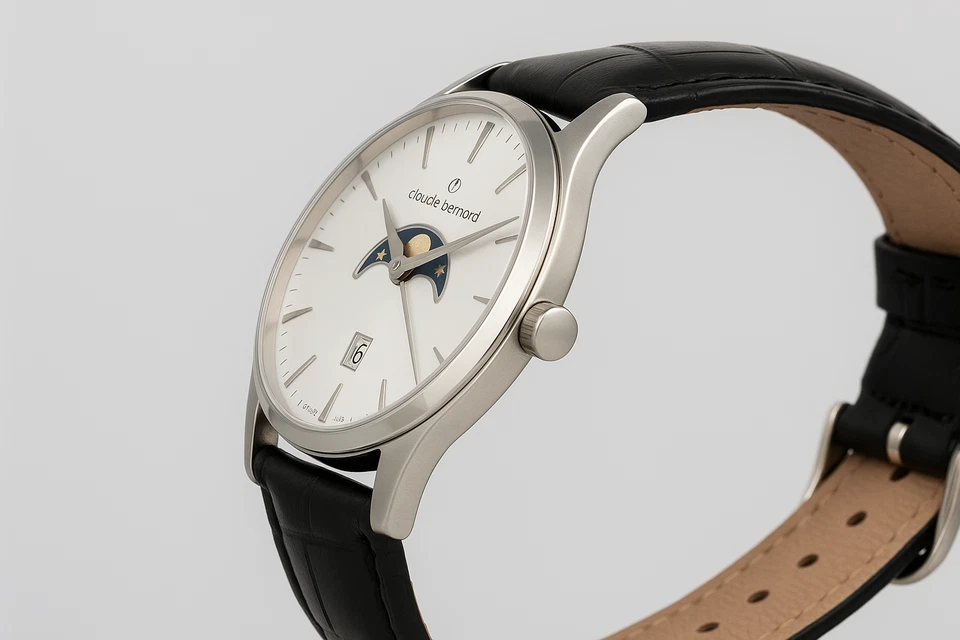 Reloj Claude Bernard Clásico Moda Caballeros Suizo Fase Lunar 79010 3BIN Nunca Usado Foto 3 de 4