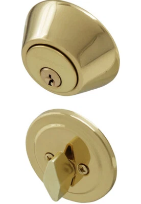 Honeywell Single Cylinder Deadbolt Polished Brass - Image 1 of 4