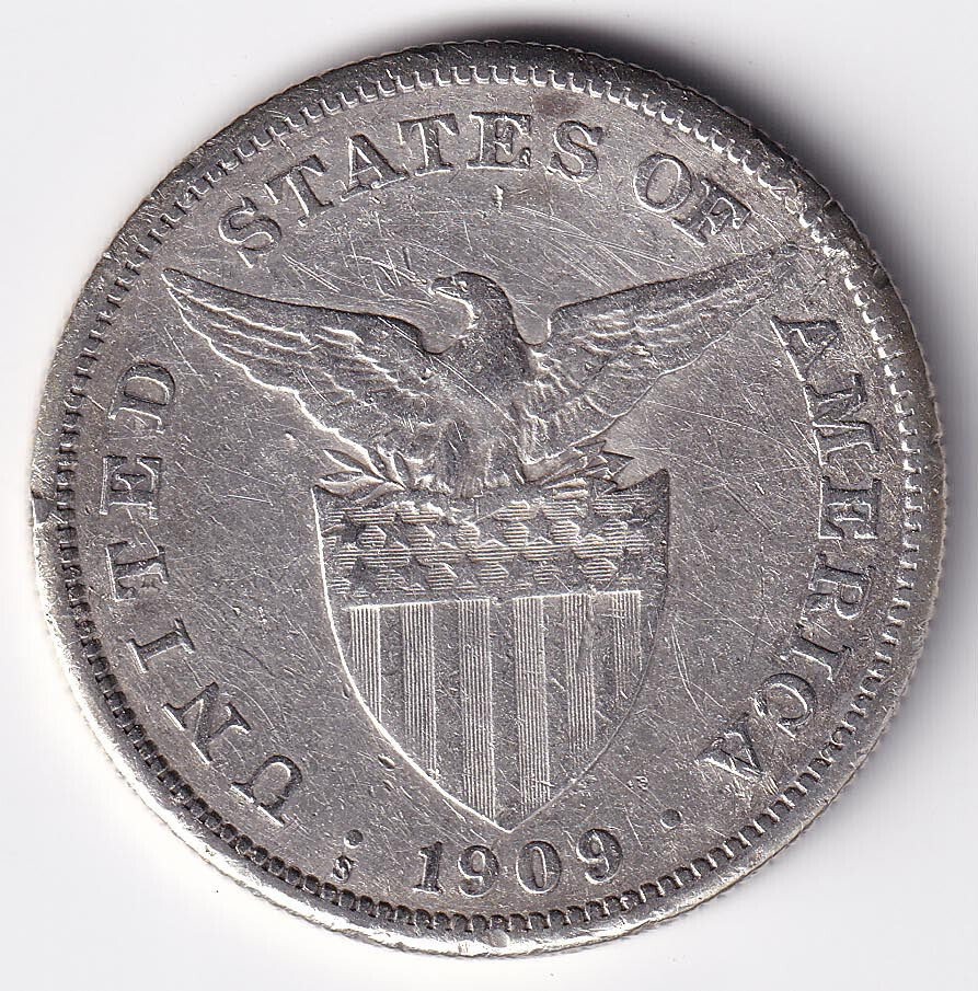 フィリピン銀貨 1909年 アメリカ領フィリピン 1ペソ銀貨 火山 乙女 硬貨 1909年米領フィリピン 1ペソ銀貨 鷲の紋章 - メルカリ