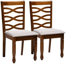 Baxton Studio Lanier Walnut Brown Dining Chairs Set of 2