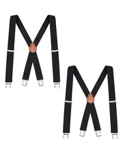 Buyless Fashion 2 Pack Suspenders Men - 48" Elastic Adjustable Straps 1 1/4" - X
