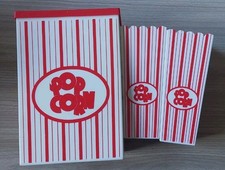 Retro Striped Cinema Design Striped Plastic Popcorn Holder Tub x2 And Container 