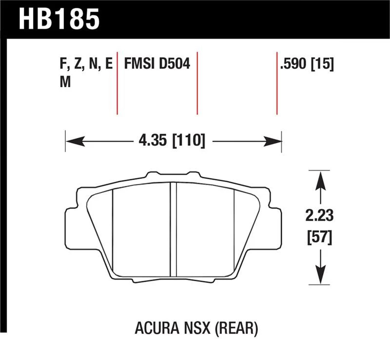 Acura NSX 1991-2005 Rear Brake pad