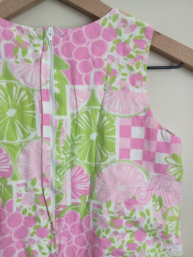 LILLY PULITZER Classic Shift Dress Juice Stand Patch Elephant Pink Girls Size 8 - Picture 3 of 13