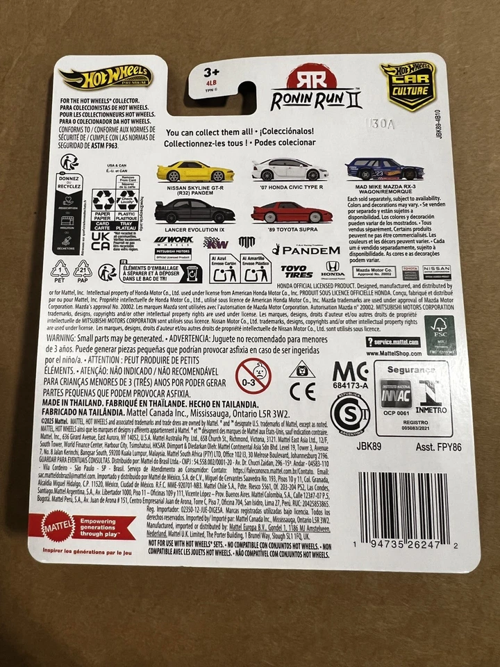 Honda Civic Type R Chase 07 negro Hot Wheels Ronin Run 2 ¡NUEVO!! Foto 2 de 2