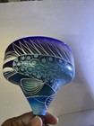 HAND BLOWN Hand Painted Margarita Glass  MEXICAN FISH COBALT BLUE Clear Stem — photo 9