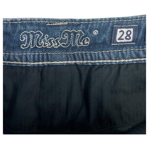Miss Me Shorts Damen 28 blau Denim Spitze Strass verziert Medium Wash Jeans - Bild 3 von 15