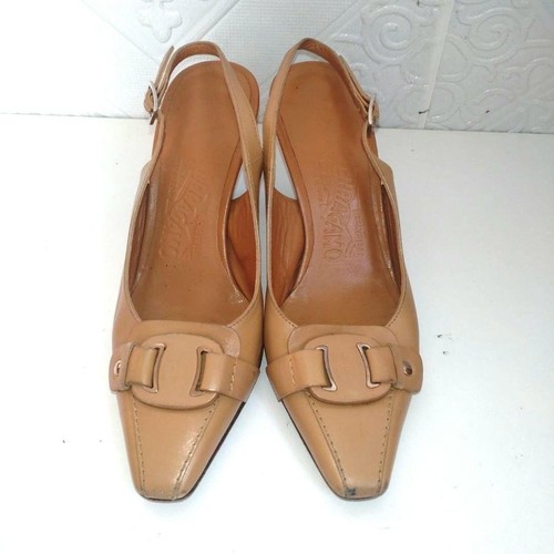 Salvatore Ferragamo Pumps Heel Vara Leather Beige 4 71421c - Picture 23 of 24