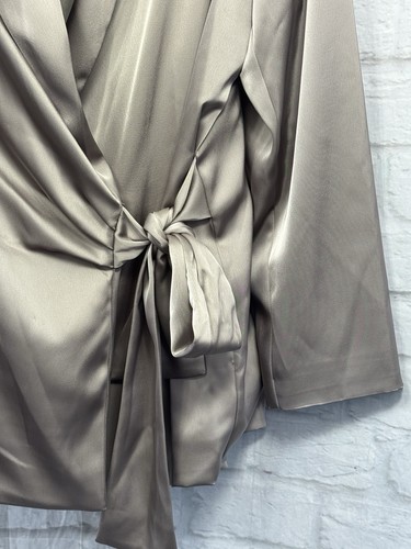 F&F Satin Trouser Suit Silver Bronze Size 18 Pockets Wedding Occasion Shiny BNWT - Picture 3 of 16