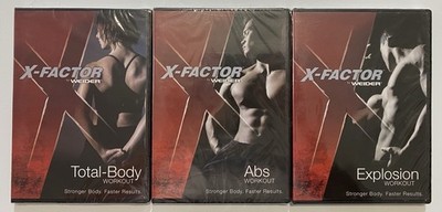 X Factor Weider x3 DVDs 2009 Workout Abs Total Body Explosion Brand New Sealed