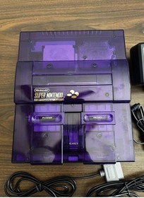 Snes clear purple Super Nintendo Entertainment system console - pick your bundle