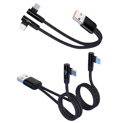 Y Shaped USB to Type C Fast Charging Cable 5A Power Delivery Angled Double Port