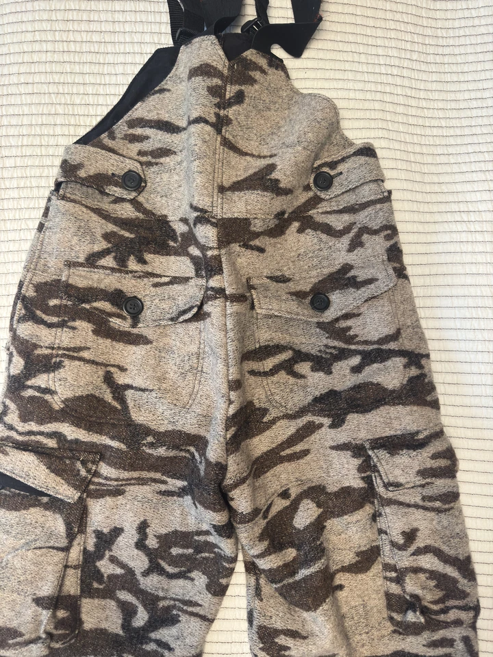 Macacão de caça vintage King of the Mountain Omnitherm lã camuflagem babadores médio EUA - Imagem 2 de 2