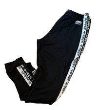 Adidas Jogger Pants Black Spell Out Stripes Training Athletic Jogger Men's Med