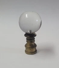 Vintage Crystal Clear Glass and Brass Lamp Finial
