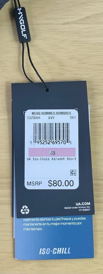 Шорты для гольфа Under Armour UA Iso-Chill Airvent серые 9 дюймов 1370084 001, мужские 40, новые с ценниками - Изображение 4 из 4