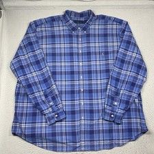 Ralph Lauren Shirt Oxford Mens 4XB Blue Plaid Button Down Long Sleeve Pony