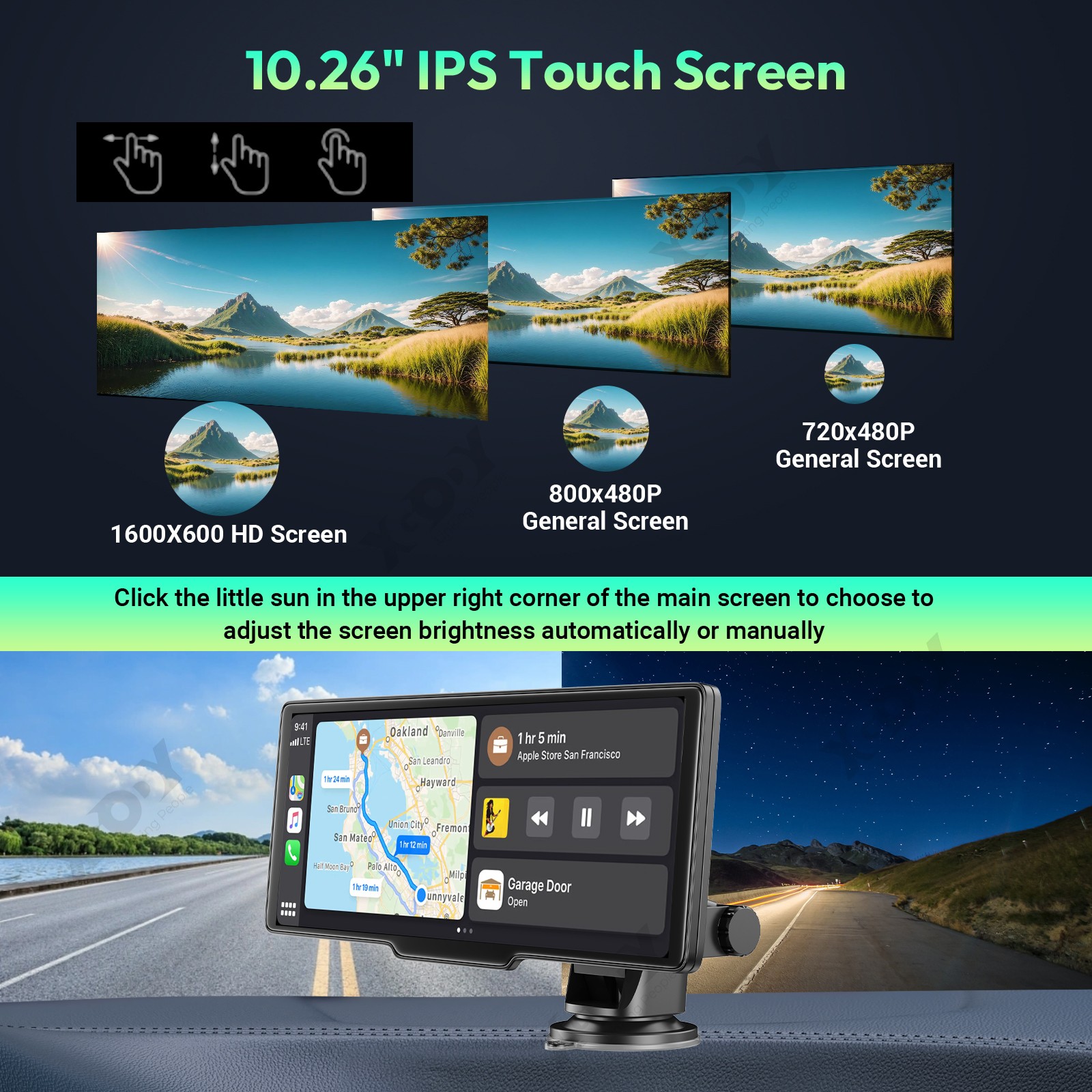 4K 10.26" Touch Dash Cam Wireless CarPlay W/GPS Car Recorder Android Auto AUX FM