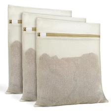 Natural Cotton Mesh Laundry Bags 12x16" 3-PackGentle Wash for Lingerie Baby C...