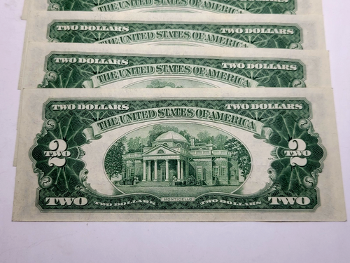 Lot of 7x Consecutive Serial # 1953 A $2 United States Red Seal Notes Crispy UNC - Picture 5 of 5