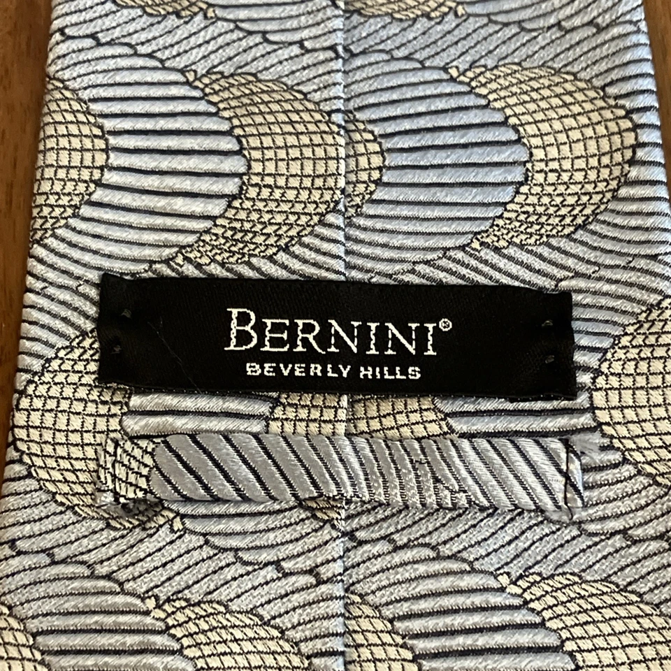 Corbata de Seda Bernini Plateada Blanca Negra RESTRACTA Deco Corbata Texturizada Columpio 4" X 60 Foto 4 de 4