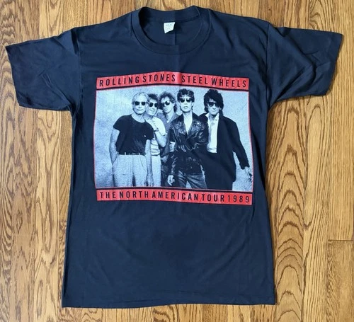 ROLLING STONES STEEL WHEELS N. AMERICAN TOUR SHIRT SIZE 1980s vintage concert t-shirt, vintage, single stitch, B+ condition