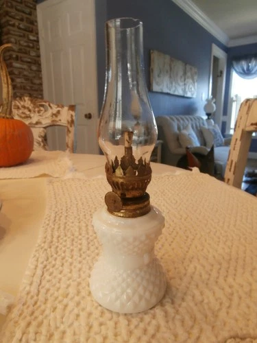 Vintage Milk Glass Oil Lamp Made in Hong Kong