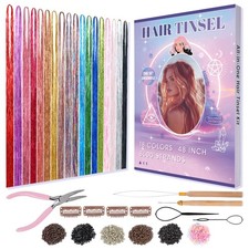 Arcpor Hair Tinsel 18 Colors Fairy Kit Gift 48 Inch, 18