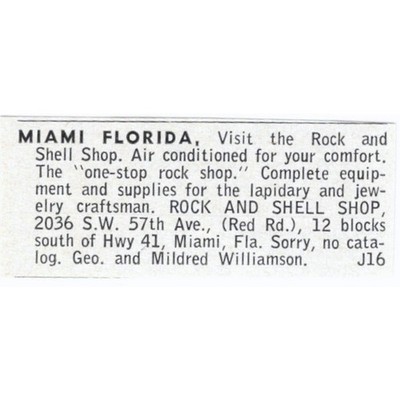 Rock and Shell Shop George Williamson Miami FL 1964 Magazine Ad AK6-S35
