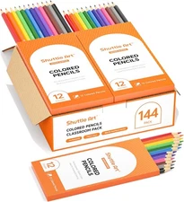 Shuttle Art 144 PCS Colored Pencils Bulk, 1 Count (Pack of 144), Multicolor 