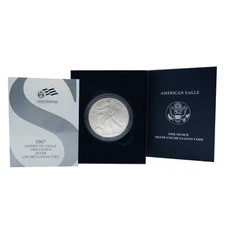 2007-W Burnished $1 American Silver Eagle Box, OGP & COA