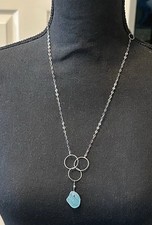 AQUA SEA GLASS PENDANT STERLING ARTISAN NECKLACE