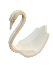 Vintage MCM Glazed Ceramic Swan Bathroom Decor Towel Washcloth Holder White W2