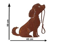 Dekofigur Hund Mit Leine Im Rost Design, Rostfigur FüR Den Garten, Gartendeko,