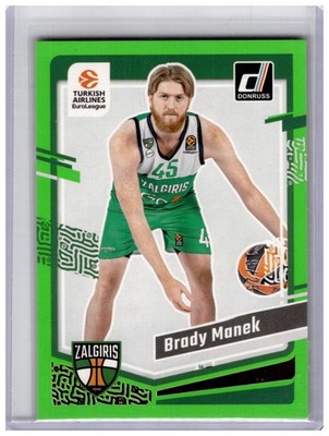 2023 Panini Donruss Turkish Airlines EuroLeague Brady Manek #40 Neon Green Flood