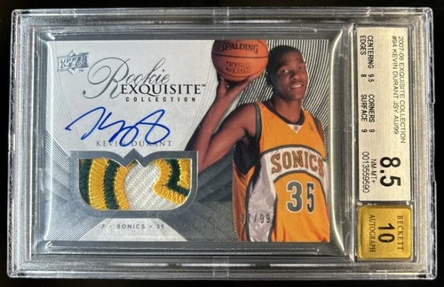 2007-08 Upper Deck Exquisite Kevin Durant Patch Rookie Auto RC #/99 BGS 8.5/10