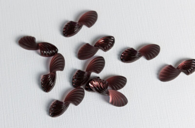 10 Vintage Fancy WEST GERMAN Glass Cabochons AMETHYST 30x11mm Wings Fan Shape