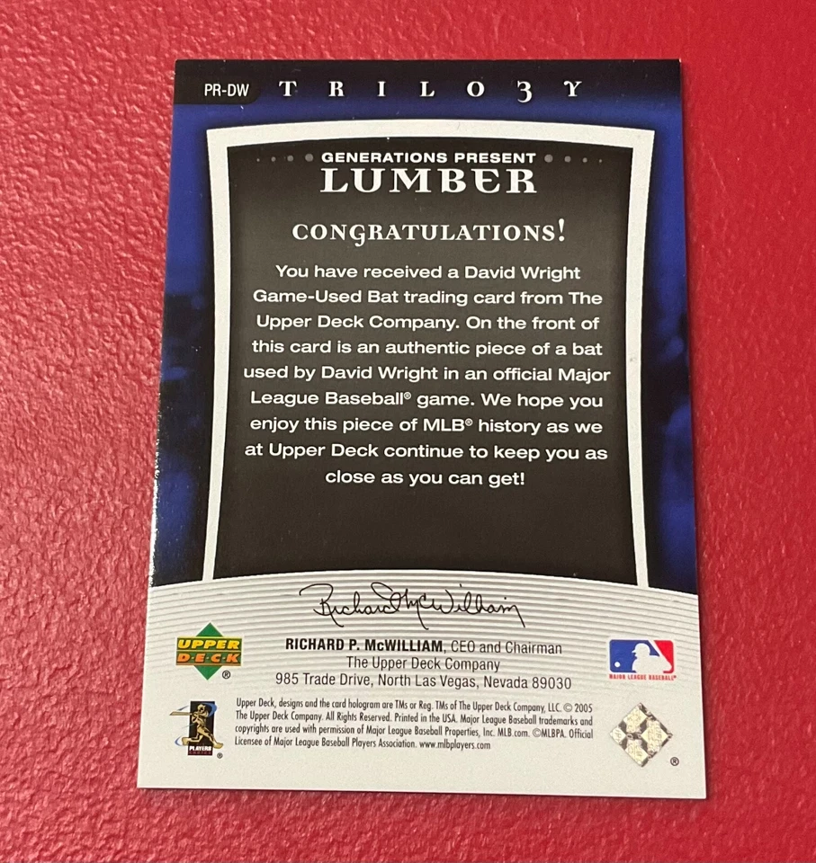 Trilogy Generations Present Lumber 2005 David Wright juego usado bate/75 Foto 2 de 2